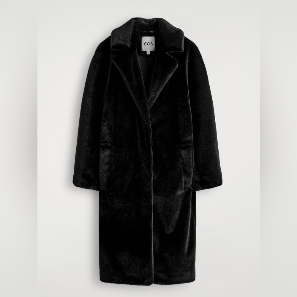 COS Faux Fur Effect Long Coat Size 8
